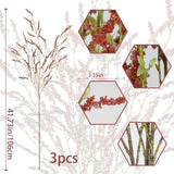 3 Pcs Artificial Flowers Branchs Wheat Stalks Bundle Fake Fall Flowers Stems With Mini Berries Brown Red Faux Floral Arrangements For Vase Home Wedding Centerpieces Thanskgiving Decor 42"