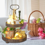 4 Pcs Easter Tiered Tray Decor He Is Risen Tiered Tray Decorations Wooden Easter Jesus Sign With Led Fairy Lights For Farmhouse Home Church Table