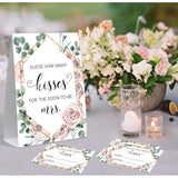 How Many Kisses Bridal Shower Game, Boho Bridal Shower Sign And 50 Cards, Bridal Games For Showers, Engagement Party Games, Wedding Shower Decor, Bridal Shower Gifts For Couples,3