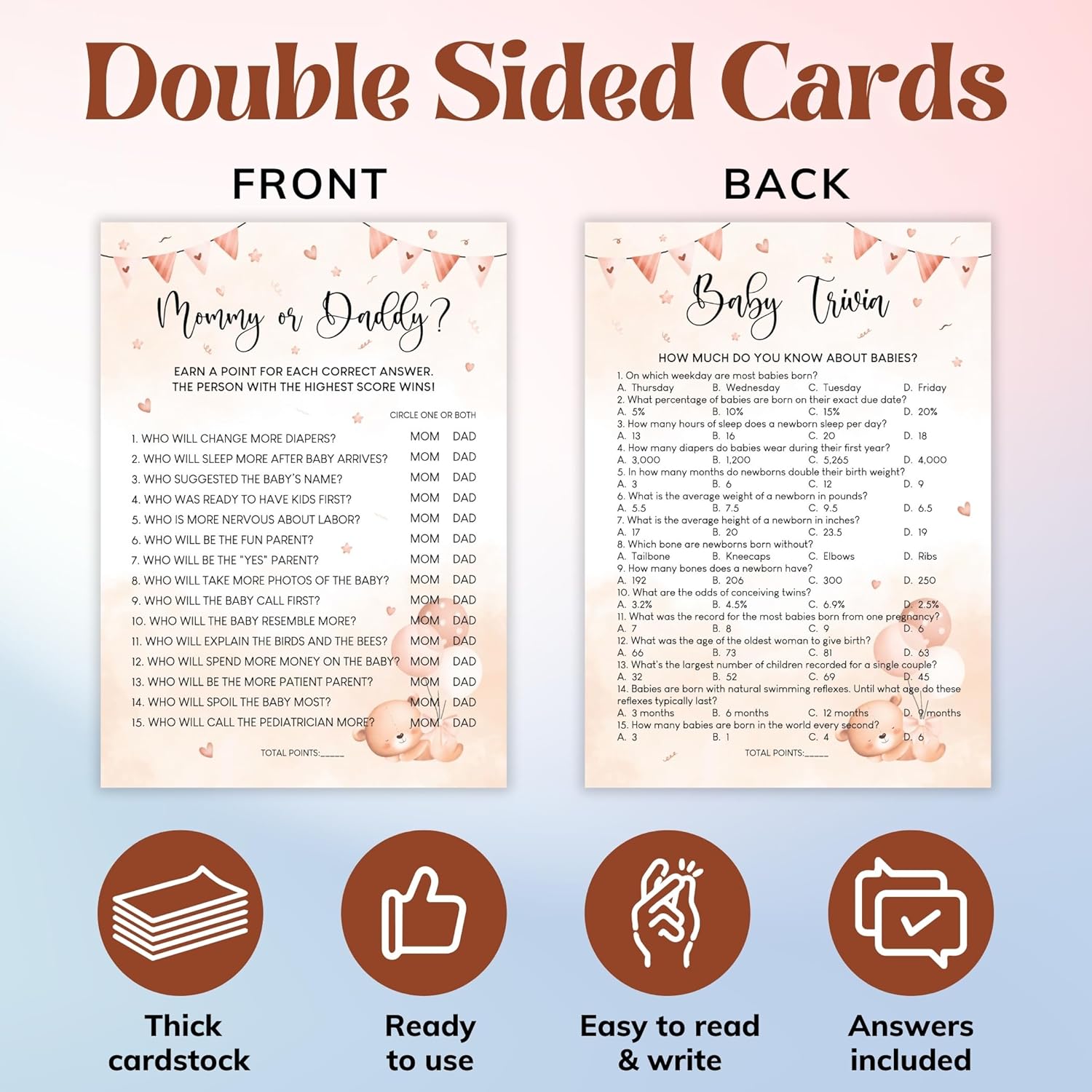 Bear Baby Shower Games – 4 Fun Baby Games For Shower Party, Bingo, Word Scramble, Mommy Or Daddy, Bearly Wait Theme