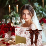 Reversible Floral Valentines Wrapping Paper Roll For Women Girls, Elegant Rose Gold Foil Design For Wedding, Mother’S Day, Bridal Shower & Birthday