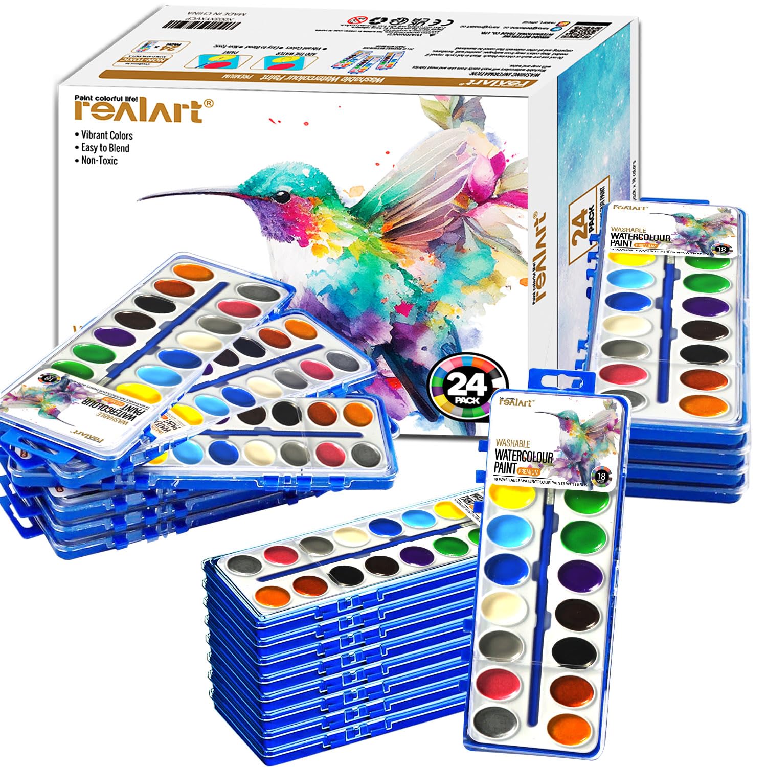 18 Colors Watercolor Paint Set Bulk Pack Of 24 Water Color Paint Sets Water Color Sets