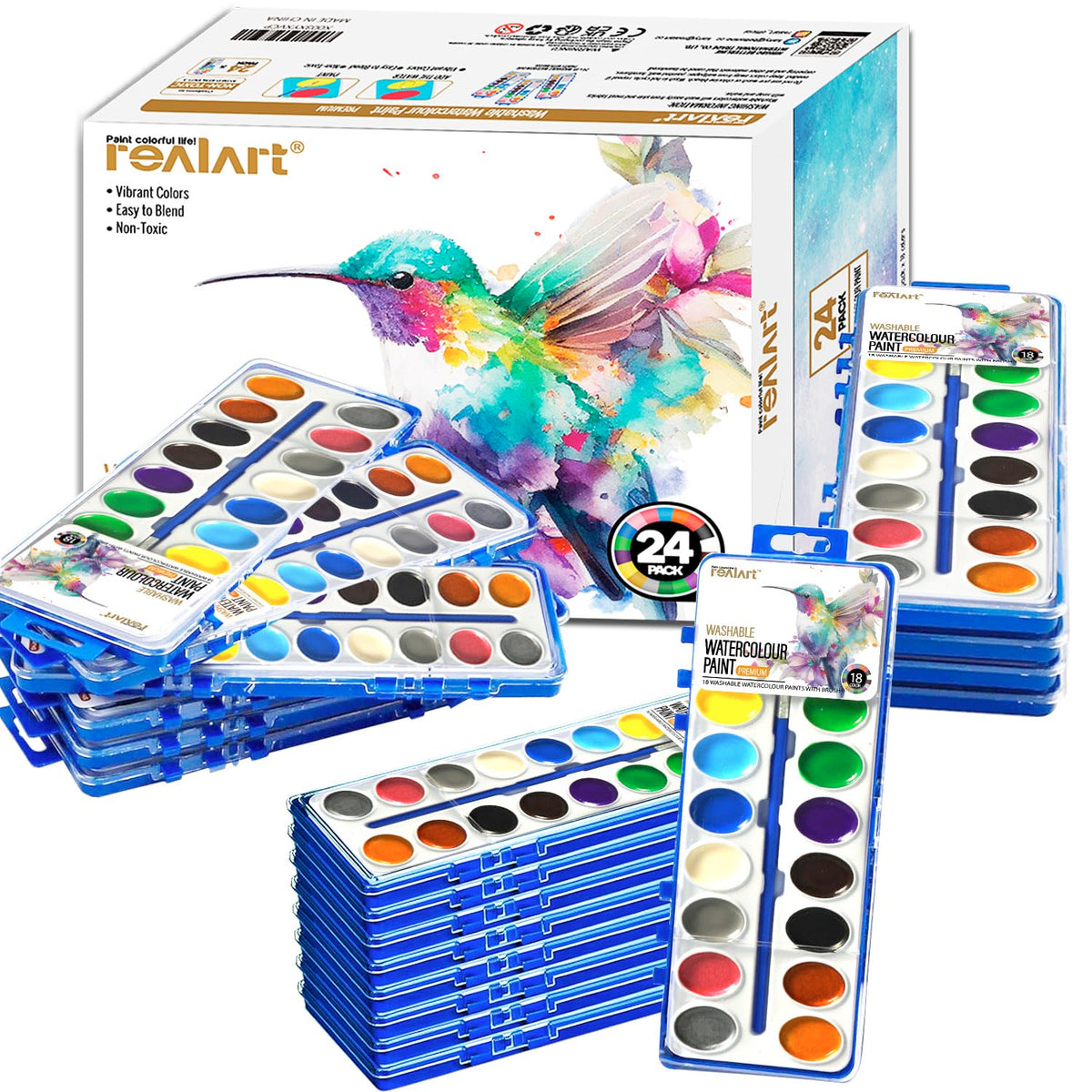 18 Colors Watercolor Paint Set Bulk Pack Of 24 Water Color Paint Sets Water Color Sets