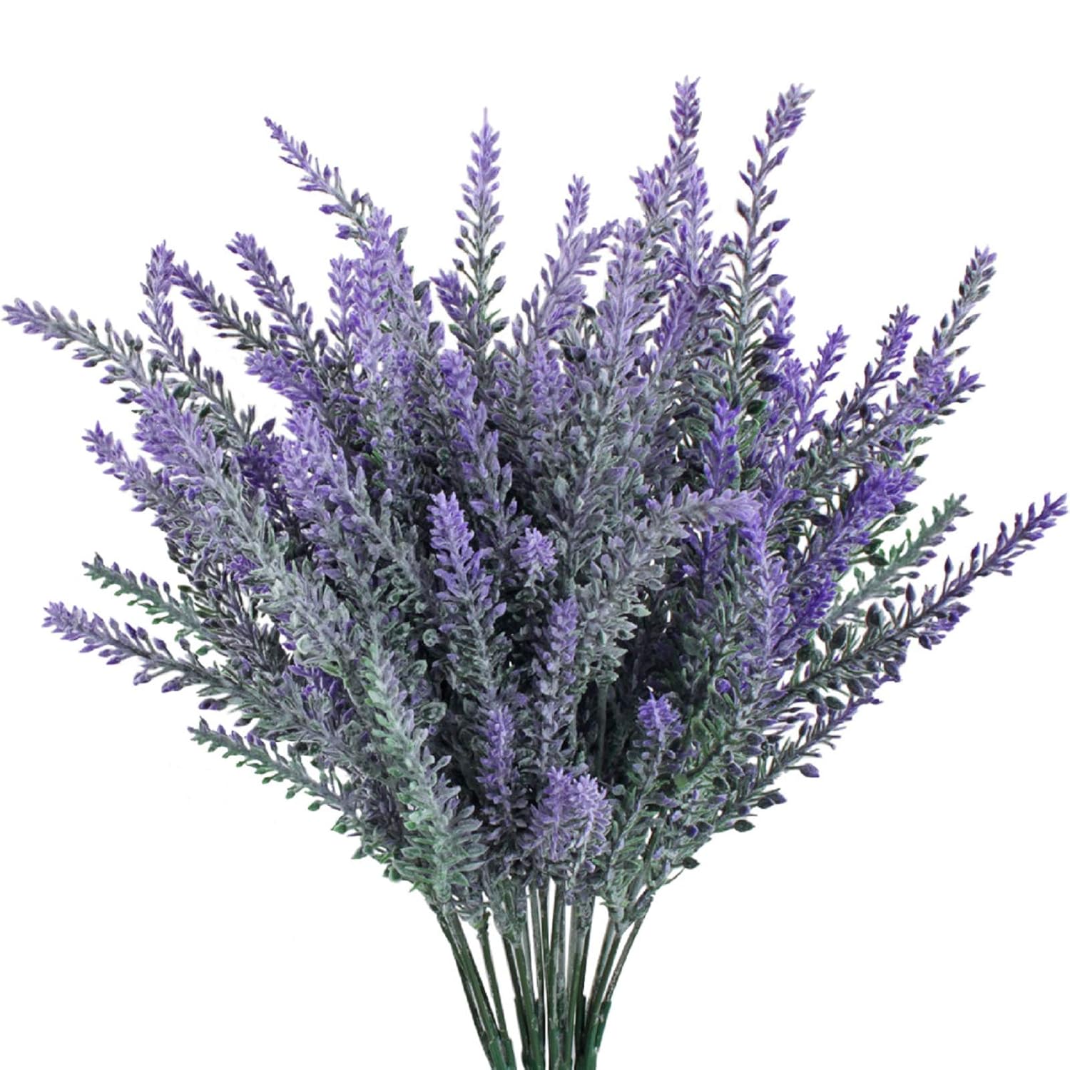 4Pcs Artificial Flowers Fake Lavender Faux Purple Flocked Plastic Flowers Plants For Home Wedding Kitchen Garden Patio Window Box Office Table Centerpieces Indoor Outdoor Décor