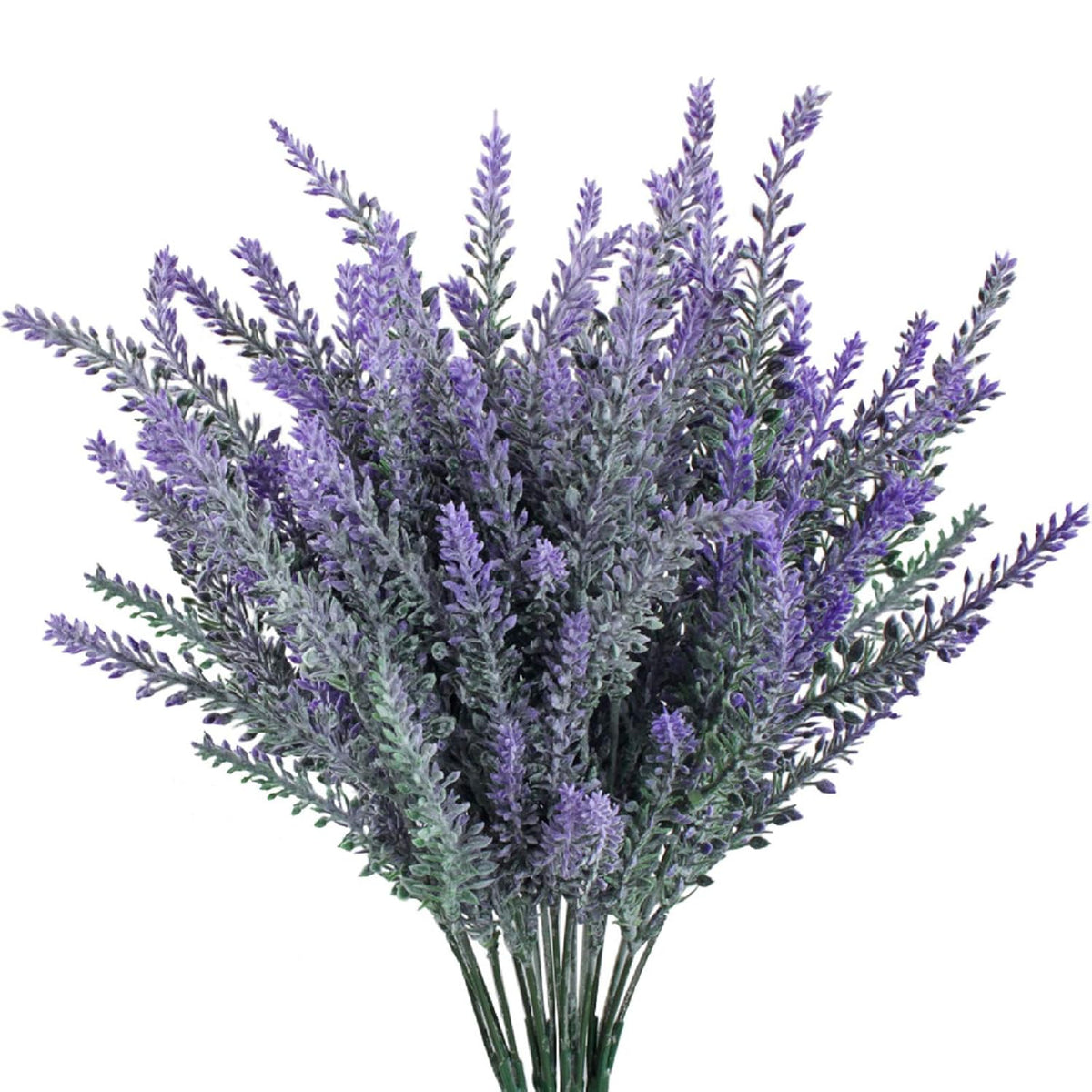 4Pcs Artificial Flowers Fake Lavender Faux Purple Flocked Plastic Flowers Plants For Home Wedding Kitchen Garden Patio Window Box Office Table Centerpieces Indoor Outdoor Décor