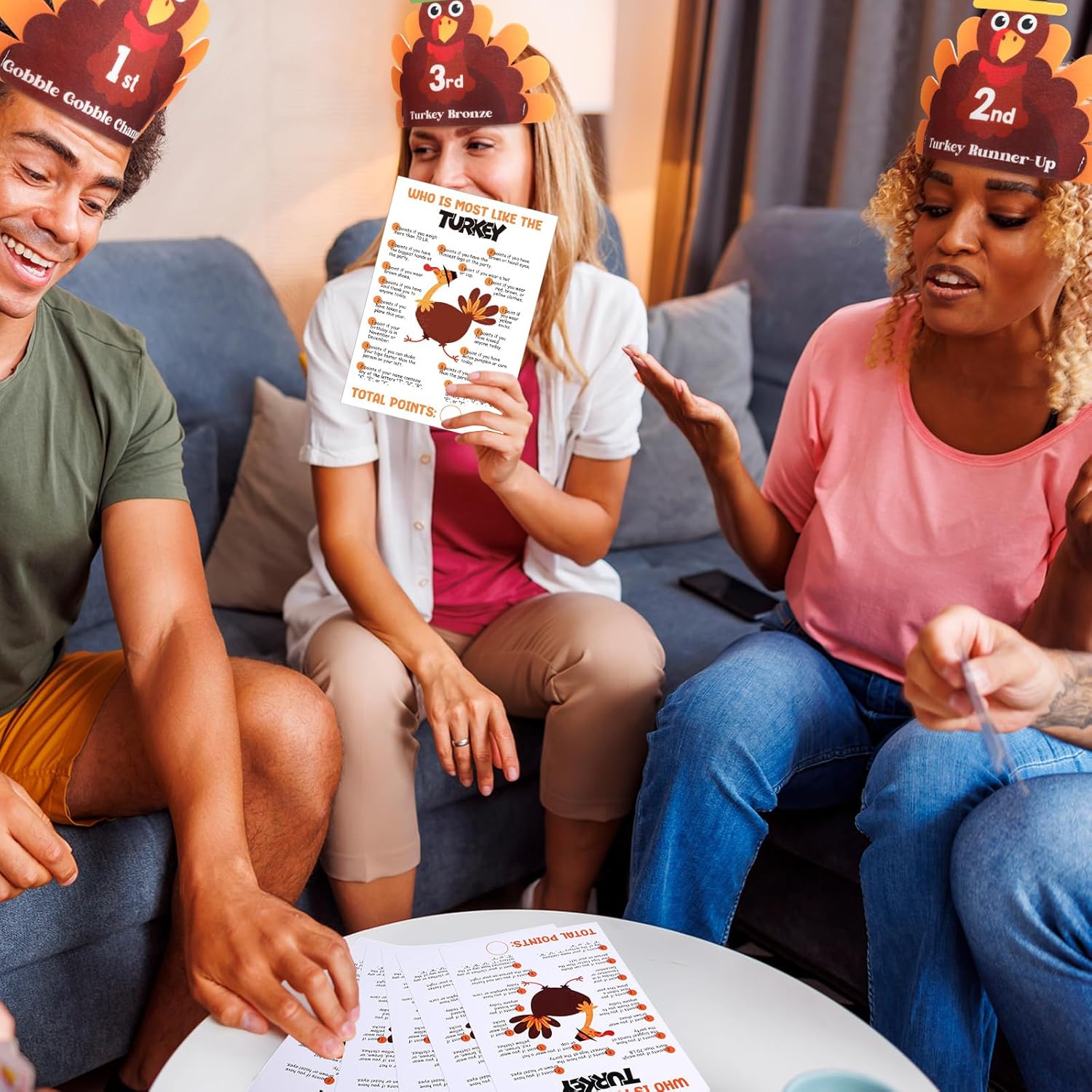 33 Thanksgiving Games For Adults Kids 30 Players Who Is Most Like The Turkey Game Cards With 3 Turkey Headbands Fall Thanksgiving Party Games For Family Activity Classroom Friendsgiving Favor