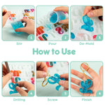 182Pcs Fancy Alphabet Resin Molds Silicone Kit, Reversed Letter Keychain Epoxy Resin Casting Molds, Resin Key Chain Making Set With 1 Hand Drill 2 Drill Bits 30 Key Rings 100 Screw Pins