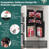 Wrapping Paper Organizer Storage, Double-Sided Hanging Gift Wrap Roll Holder For Christmas, 63"X13" Over Door Present Bag Container For Room Closet, Black Wrapper Station For Birthday