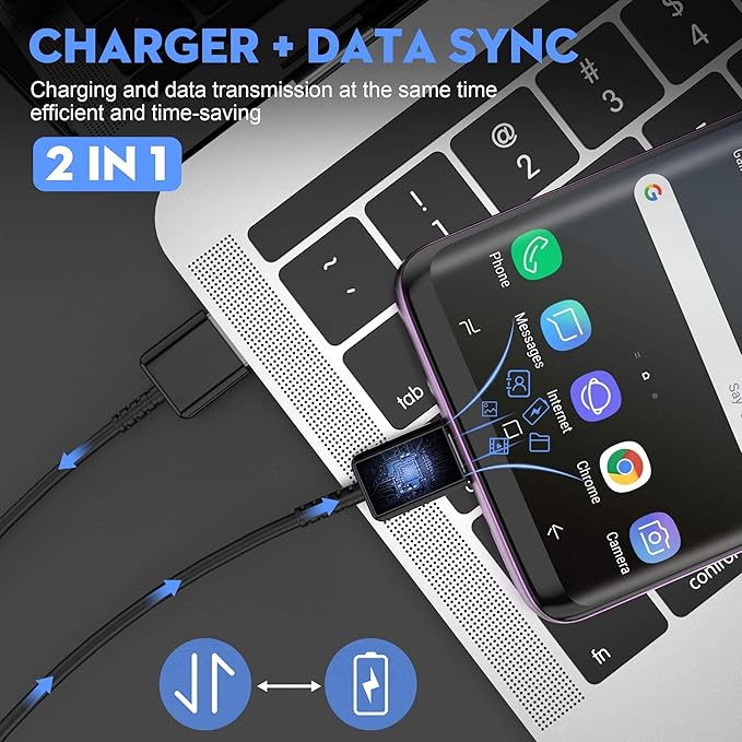 USB C Fast Charger with 6.6FT Type C Cable for Samsung Galaxy S25 S24 S23 S22 S21 Android Phone Charger