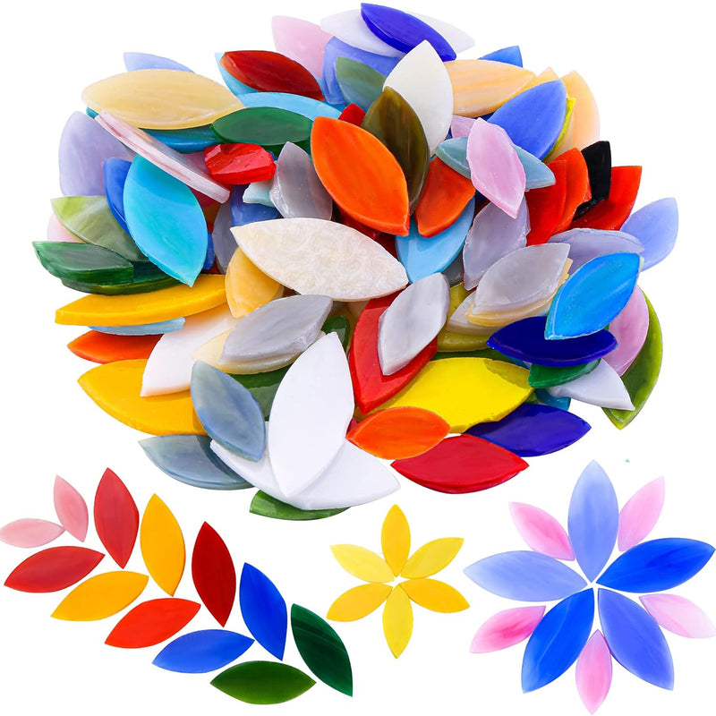 100 Pieces Petal Mosaic Tiles, Mixed Color Mosaic Glass Pieces, Hand-Cut Stain