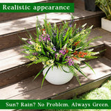8 Bundles Artificial Flowers For Outdoors Faux Plants Greenery Shrubs Uv Resistant For Porch Balcony Patio Garden Home Decor