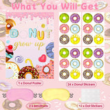 Pin The Donut On The Hook Party Game – Donut Birthday Party Decorations With 24 Stickers, Blindfolds & Large Poster, Fun Party Favor For Kids, Girls, Boys & Doughnut Themed Celebrations