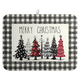 Merry Christmas Dish Drying Mat Buffalo Plaid Large Kitchen Mats Dish Drying Pad Xmas Christmas Tree Absorbent Dish Dryer Mat For Kitchen Countertops Microfiber Drainer Pad Dish Drying Mats (18X24 In)