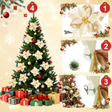 24 Pcs Christmas Poinsettia Flowers Artificial With Clips, 5.9" Christmas Decor Glitter Poinsettia Flowers For Christmas Tree New Year Wedding Party Wreath Diy Garland Decor (Gold)