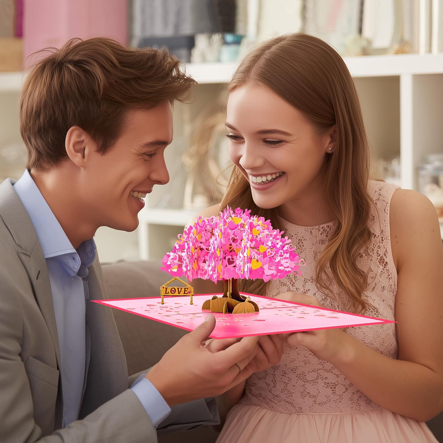 Pop Up Anniversary Card, 3D Love Tree Hearts Valentines Day Card For Her, Wife, Husband, Him, Couple,Romantic Gift For Wedding, Birthday, Mothers Day