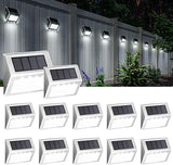 12 Pack Solar Fence Lights Outdoor Waterproof 4 LED Deck Step Pathway Garden Lights