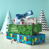 Pixel Style Birthday Wrapping Paper - 4 Jumbo Sheets, 28 * 40 Inches - Retro Video Game Gift Wrap With Happy Birthday, Perfect For Adults Boys Girls Birthday Party