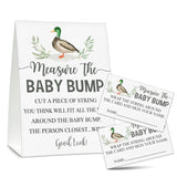 Measure The Baby Bump Baby Shower Game Set, 1 Standing Sign With 50 Guessing Cards, Mallard Duck Gender Reveal Party Decorations Supplies - B35