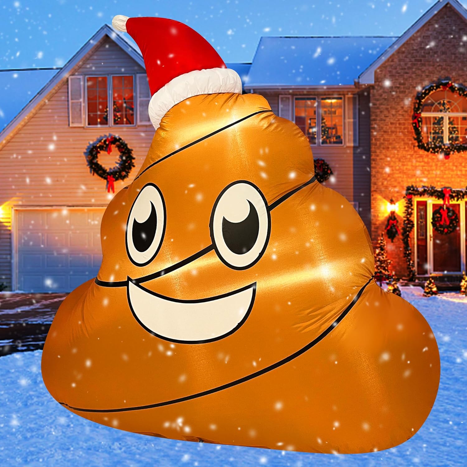 4Ft Inflatable Christmas Poop Decoration Blow Up Built-In Led For Holiday Lawn Yard Garden Home Indoor Outdoor Party