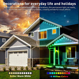 100Ft Permanent Outdoor Lights, Ip67 Waterproof,For House Roof, Christmas, Holiday, Party, Daily Lighting, Smart Rgb Outdoor Lights With Remote App Control & Diy Scenes