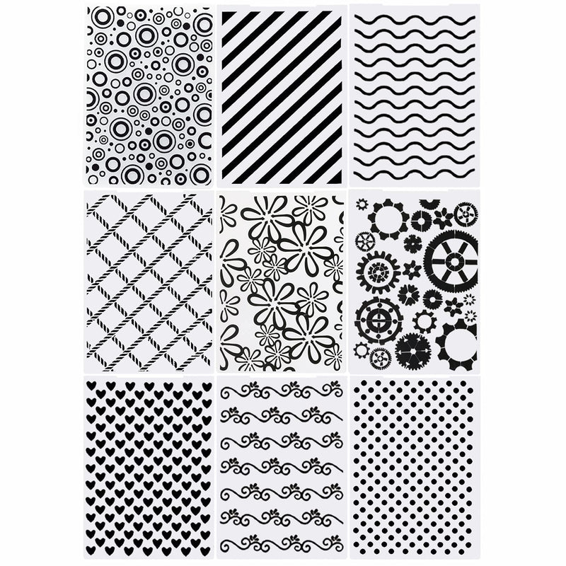 9 Pieces Of Plastic Embossed Folders, Template Craft Card Making, Embossed Fol