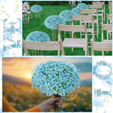 120 Pcs Baby Breath Artificial Flowers Bulk Blue Baby Breath Flowers Artificial Fake Babys Breath Gypsophila Faux Babys Breath For Wedding Bouquet Home Party Decor, 11.8 Inch