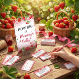 54 Pcs Strawberry Baby Shower Games A Berry Sweet Is On The Way Measure Belly Bump Party Games Include How Big Is Mommy'S Belly Sign 50 Guessing Cards 3 Measuring Tapes