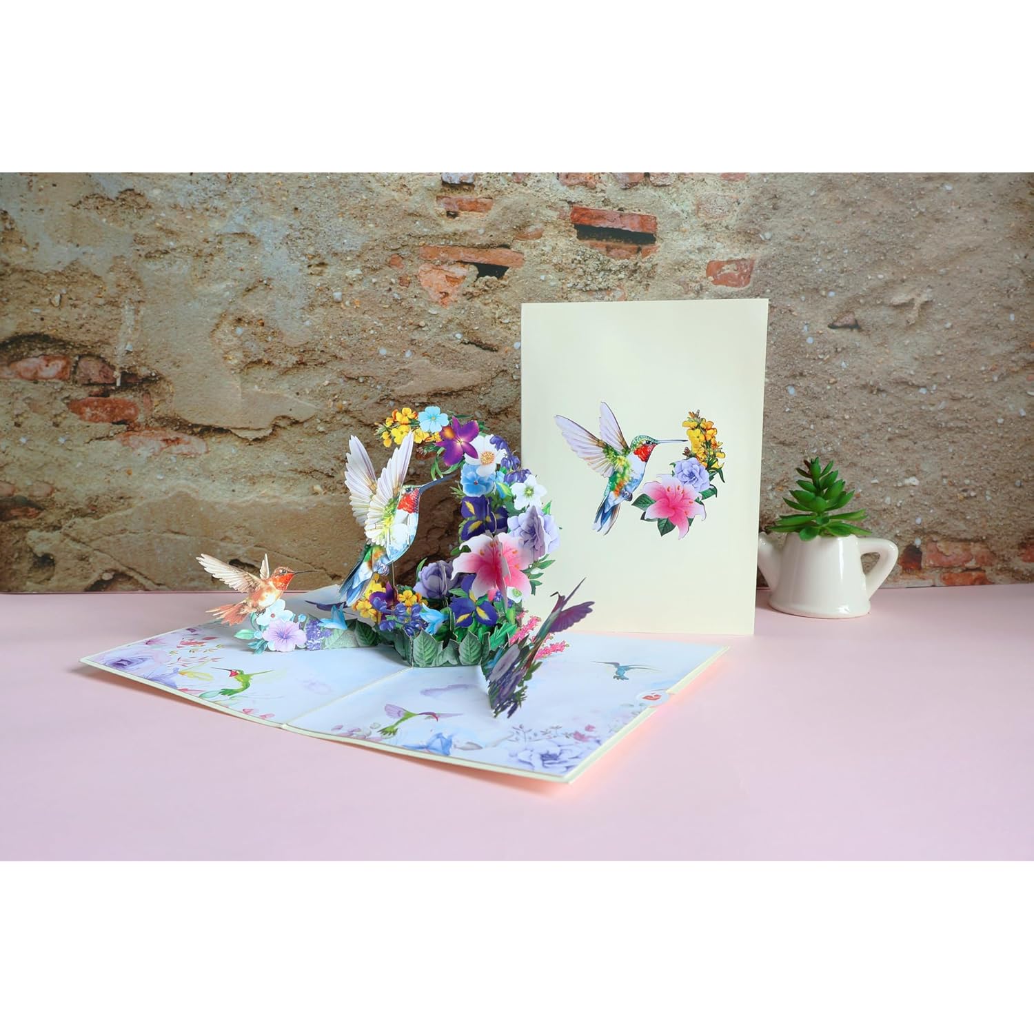 Hummingbird Pop Up Card – Handmade 3D Flower Birthday Card For Mom Or Women – Encouragement Or Thinking Of You Greeting Card