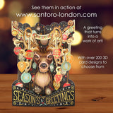 SANTORO Christmas Swing Card, 3D Pop Up Greeting Card - Season's Greetings - Reindeer - For Kids, Family, Festive, Holidays