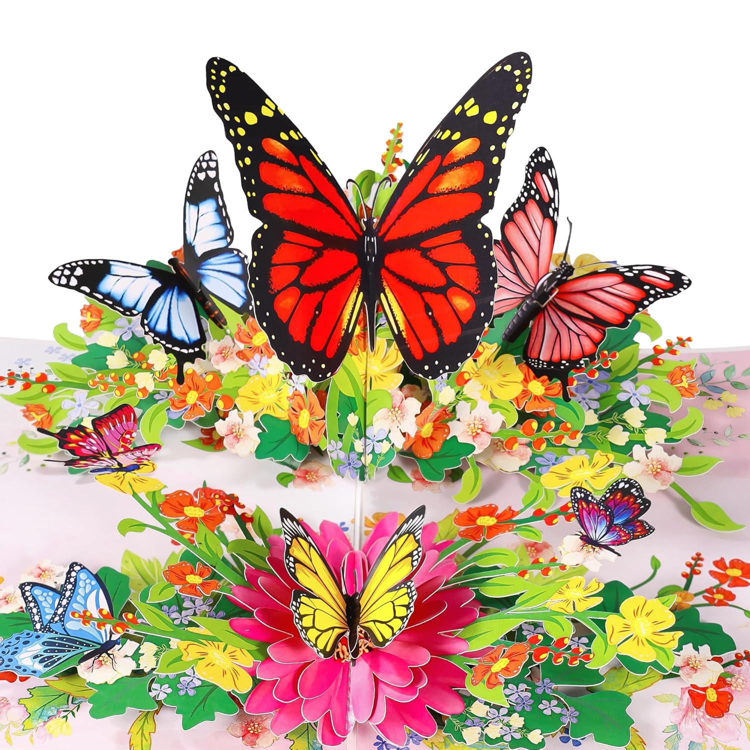 Butterflies Pop Up Birthday Card For Women&Wife, Beautiful Flowers, Ideal Gift For Birthday, Mothers Day, Thank You, Anniversary, Valentines, All Occasion For Women, Wife, Mom, Sister, Grandma, Her