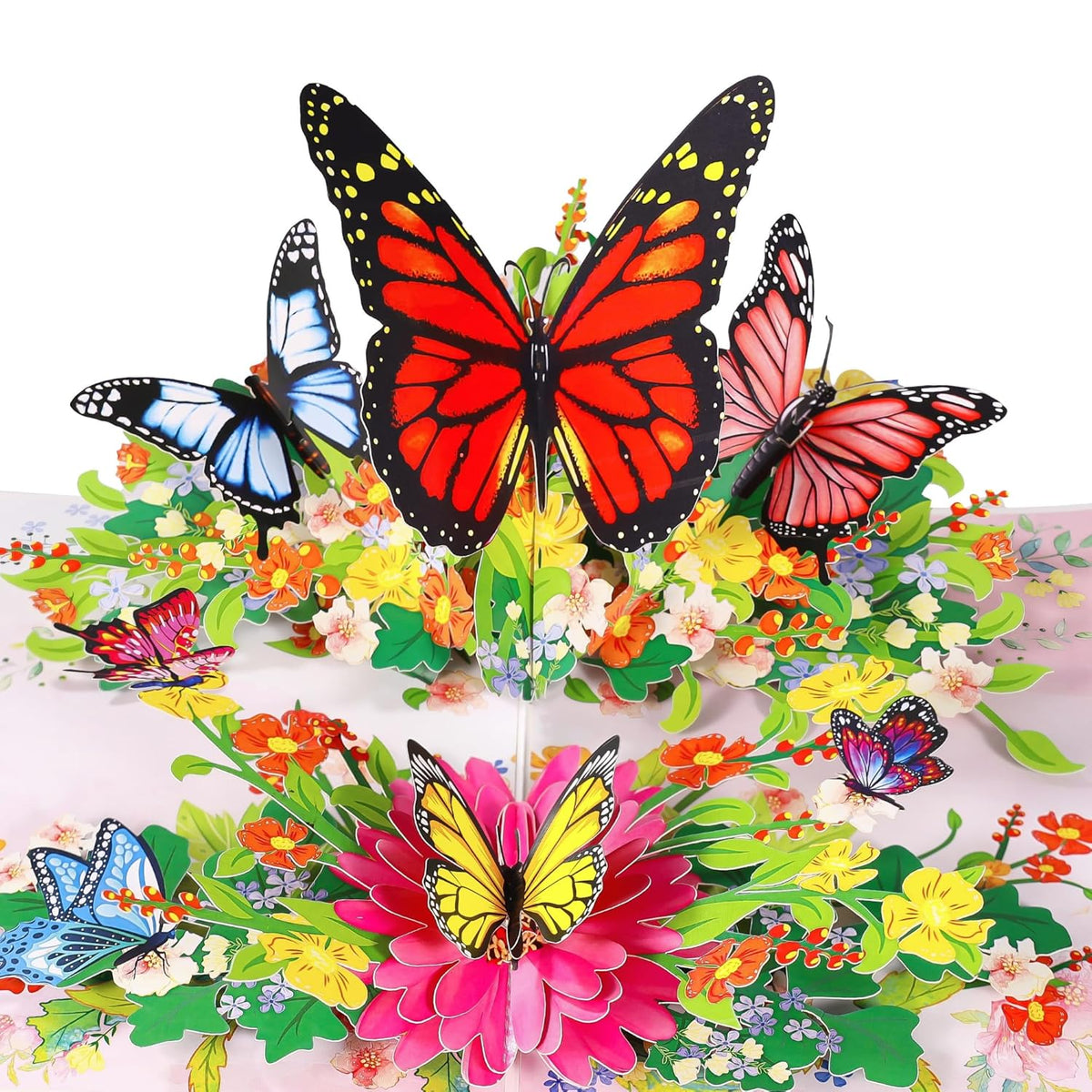 Butterflies Pop Up Birthday Card For Women&Wife, Beautiful Flowers, Ideal Gift For Birthday, Mothers Day, Thank You, Anniversary, Valentines, All Occasion For Women, Wife, Mom, Sister, Grandma, Her