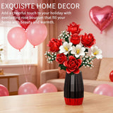 Roses Flower Bouquet Building Blocks With Vase, Valentines Day Gifts For Her Wife Him, 1077Pcs Botanical Collection Artificial Flower Birthday Gifts For Women Men Husband Mom Teen Girls Teacher Adults