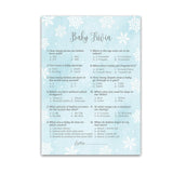 Snowflakes Baby Shower Game – Baby Trivia Cards (25 Pack) – Winter Wonderland Blue Shower Activity – Holiday Fun Facts Game For Boy Gender Reveal, It’S Cold Outside Party G781-Trv