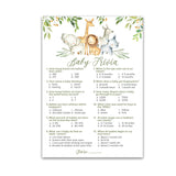 Safari Animals Baby Shower Games — Baby Trivia Game — Pack Of 25, Country Rustic Jungle Theme, Welcome To The Wild Shower Gender Neutral Fun Baby Facts Game Couples Shower Activity G550-Trv