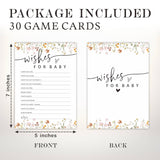 Floral, Wild Flower Baby Shower Game Card - 30 Fill In Game Cards For Baby Shower, Funny Gender Reveal Party Favor, Activity & Supplies - Wishes For Baby Game Kit For Baby Shower - C02