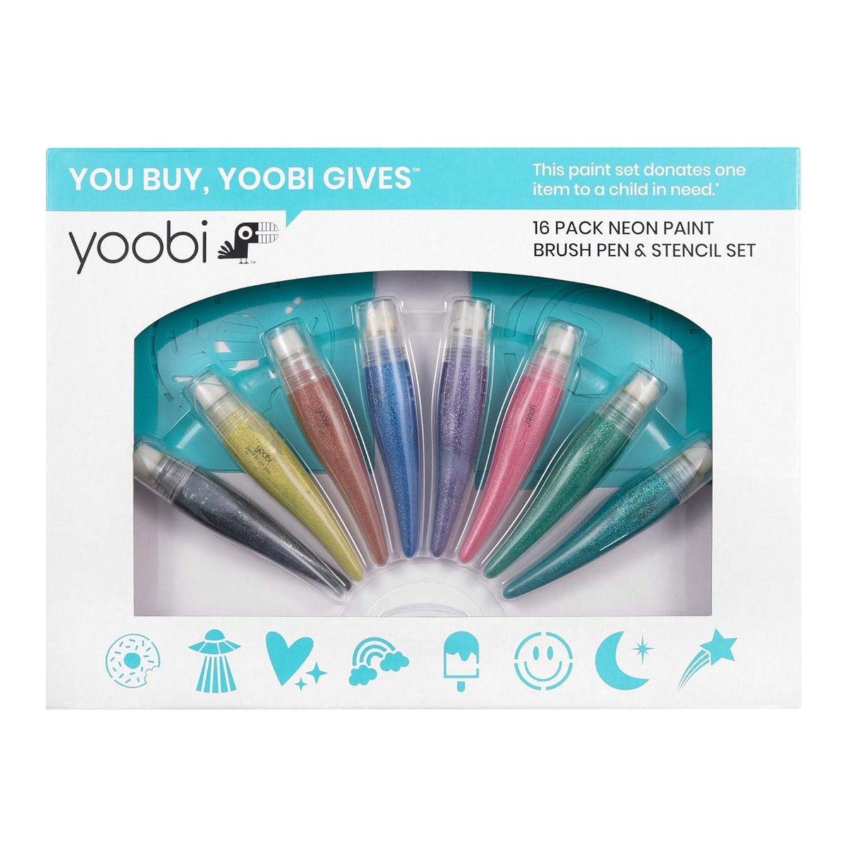 | Washable Paint Set | 16 Piece Set Includes 8 Stencils And 8 Glitter Paint Brush Pen Colors | Holiday Glitter Multicolor (16Afrrjwab)
