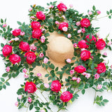 6Ft Bendable Flower Garland, Artificial Rose Vine Hanging Floral Garland Decoration For Weding Home Room Wall Decor (Fuchsia, 1Pcs)