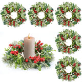 6 Pcs Natural Starfish Mini Christmas Candle Ring Wreaths Sea Star Fish Artificial Small Pillar Holder Wreaths For Cabinet Window Home Chair Front Door Farmhouse Wall Porch Beach Decoration
