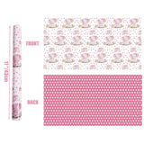 Reversible Baby Girl Wrapping Paper For Kids Girls - Pink Elephant Truck & Polka Dot - Cute Animals Patterns For Birthday Baby Shower New Baby Party Decoration (Pink, 17 Inch X 33 Feet)