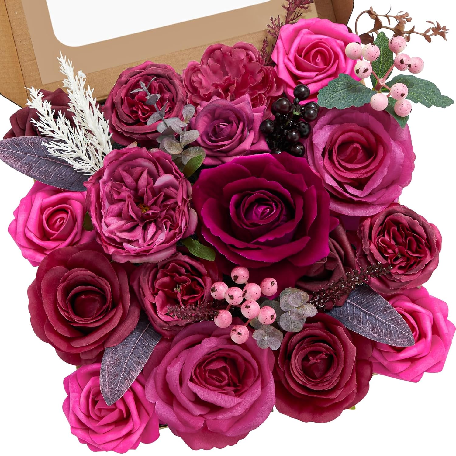 Artificial Flowers Dark Magenta Hot Pink Fake Wedding Flowers Silk Flowers Faux Cake Flowers For Diy Wedding Bouquets Centerpieces Home Decorations Baby Shower Floral Arrangements