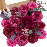 Artificial Flowers Dark Magenta Hot Pink Fake Wedding Flowers Silk Flowers Faux Cake Flowers For Diy Wedding Bouquets Centerpieces Home Decorations Baby Shower Floral Arrangements