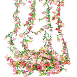 4 Pcs Artificial Daisy Flowers Vine Silk Flower Garland Spring Fake Flower Vine Hanging Ivy With Pink Daisy Flowers Green Leaves For Wall Party Wedding Arch Floral Decor Home Indoor Outdoor