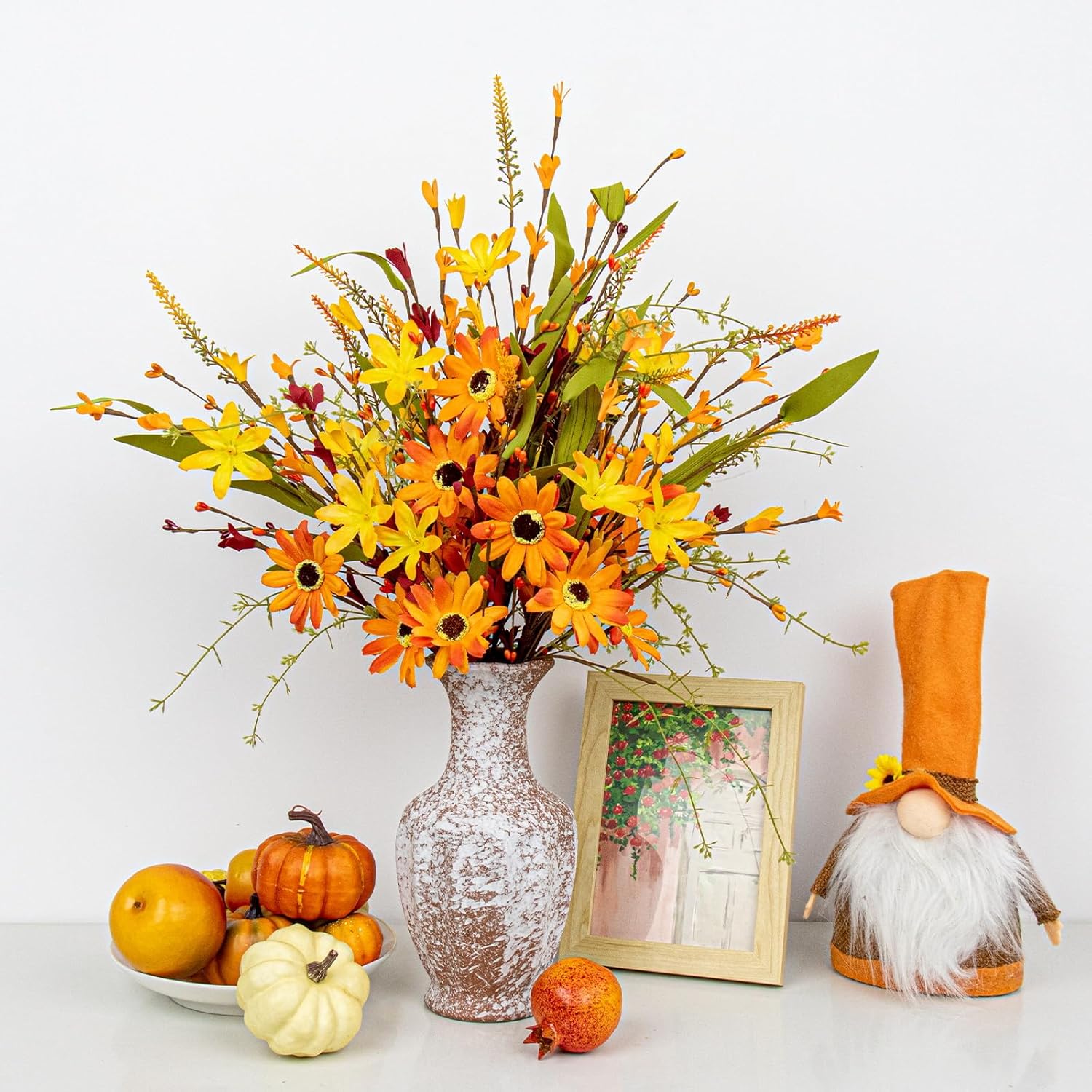 Artificial Fall Flowers 12 Pcs Fall Flower Picks 17 Inches Floral Stems With Daisies For Autumn Thanksgiving Flower Arrangements Table Centerpieces Diy Crafts