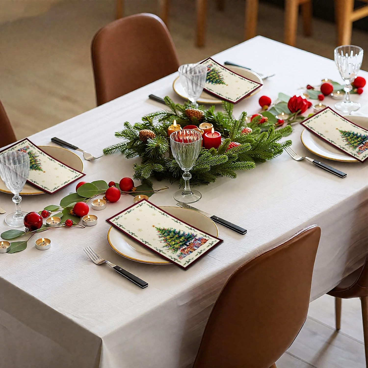 100 Pcs Christmas Thanksgiving Paper Napkins 2 Ply Merry Christmas Fall Thanksgiving Dinner Napkins Disposable Guest Towel For Winter Holiday Cocktail Party Decor Supplies (Warm Gift)