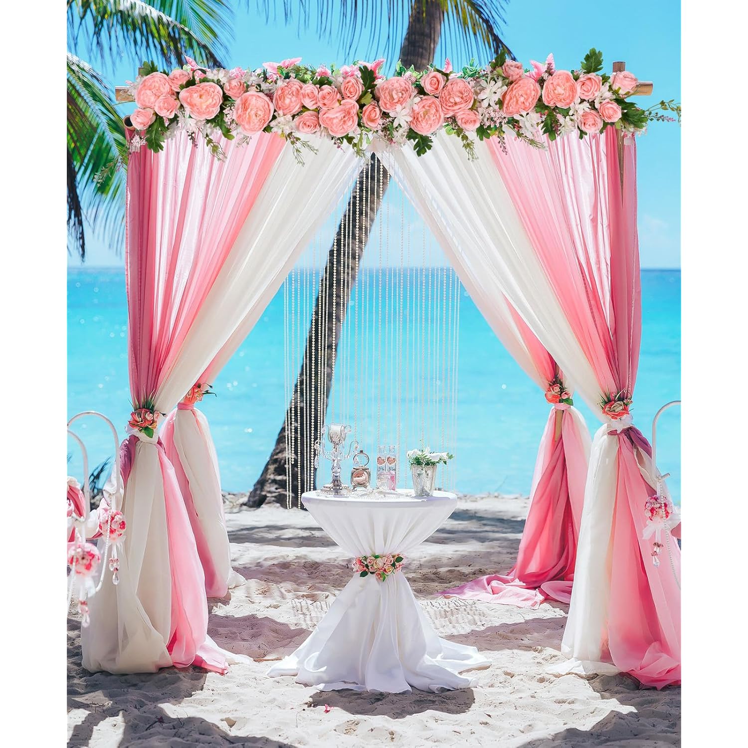 2Pack Artificial Peony Flower Garland - Silk Peony Garland With Pink Flowers For Wedding Party Table Decoration,6Ft/Strand