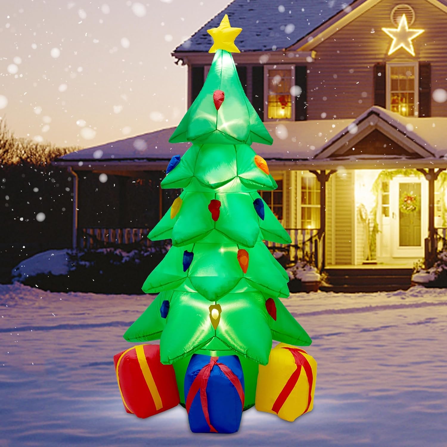 7 Ft Inflatable Christmas Tree, Christmas Tree With 3 Gift Wrapped Boxes, Christmas Decoration For Indoor Outdoor Yard G
