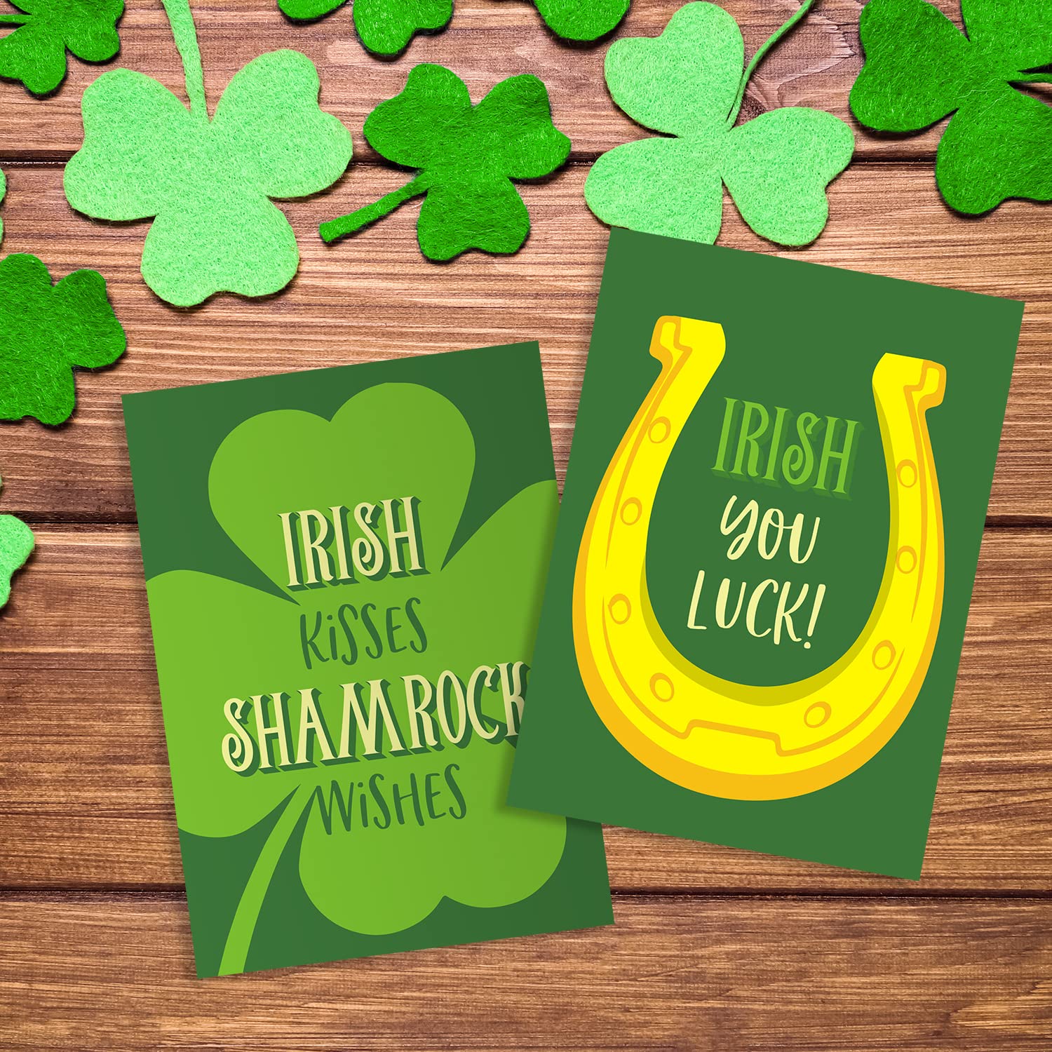 St. Patrick'S Day Card Pack / 5" X 7" Illustrated Shamrock St. Patty'S Cards With White Envelopes / 12 Full Color Lucky Leprechaun Greeting Cards/Made In The Usa