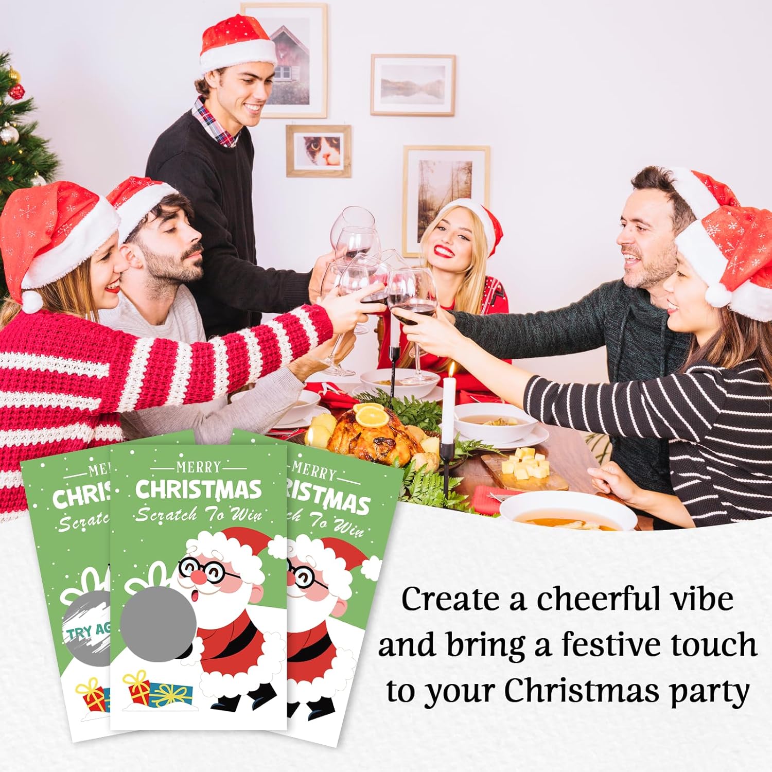 40 Pcs Santa Christmas Scratch Off Cards With Stickers, Merry Christmas Raffle Tickets For Games Prizes, Xmas Holiday Party Games For Family Party -A01