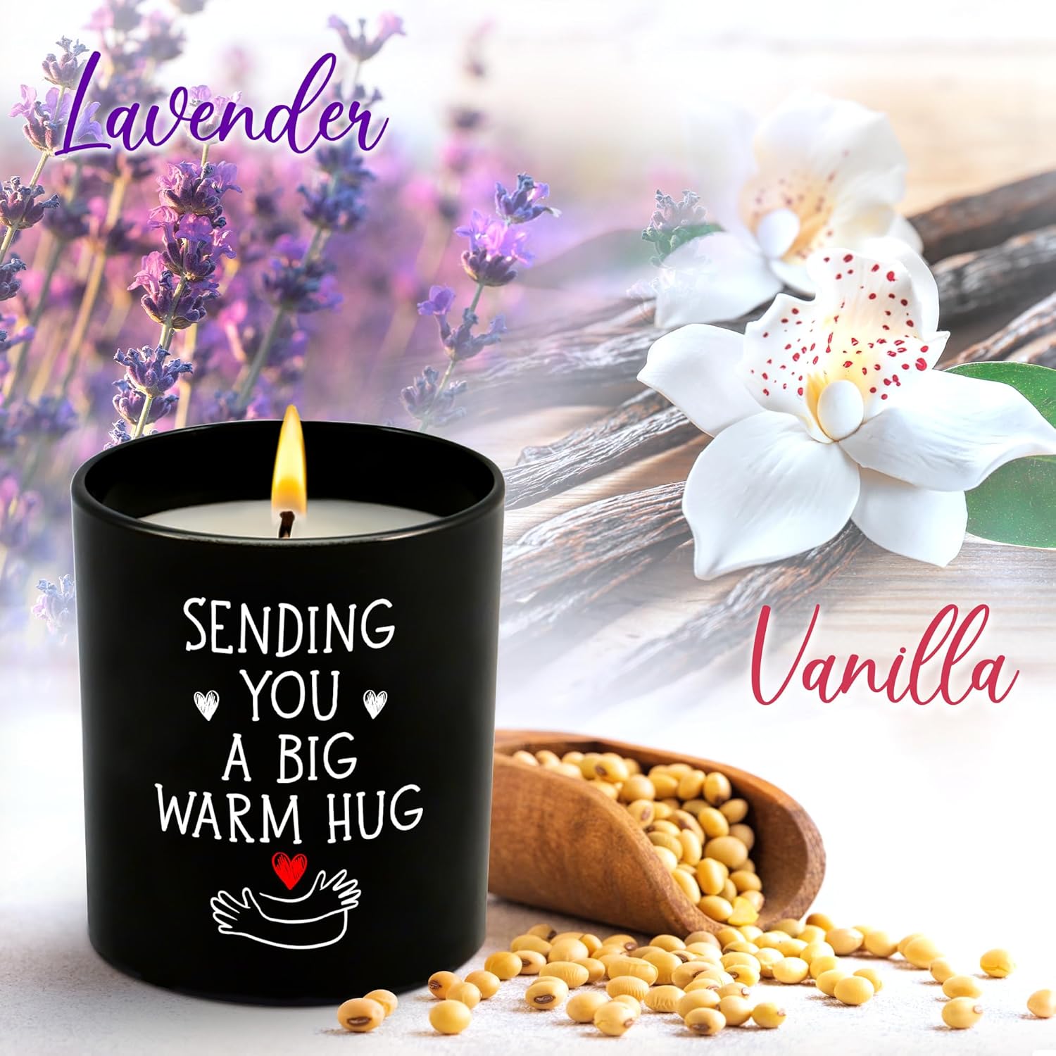 Get Well Gifts For Women Men - Long Lasting Vanilla Lavender Scented Candle 10 Oz - Birthday Inspirational Get Well Soon Thinking Of You Sympathy Encouragement Gifts For Women Friends
