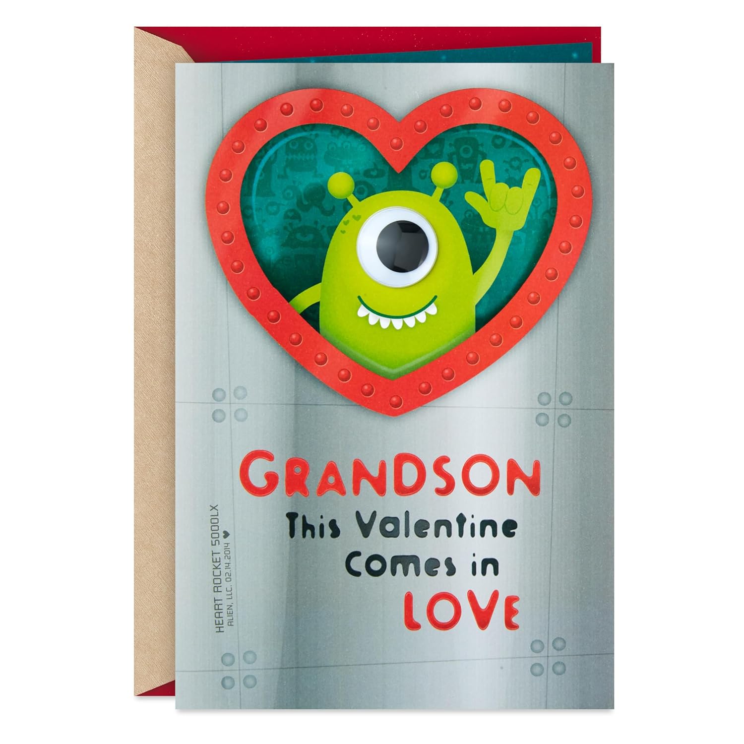 Hallmark Valentines Day Card with Stickers for Grandson (Long Distance, Rocket Ship)